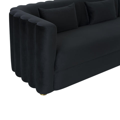 Moonrise Black Velvet Sectional - RAF