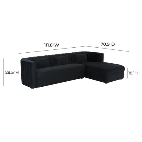 Moonrise Black Velvet Sectional - RAF
