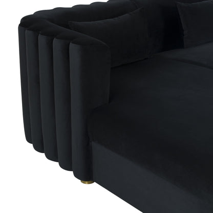 Moonrise Black Velvet Sectional - LAF