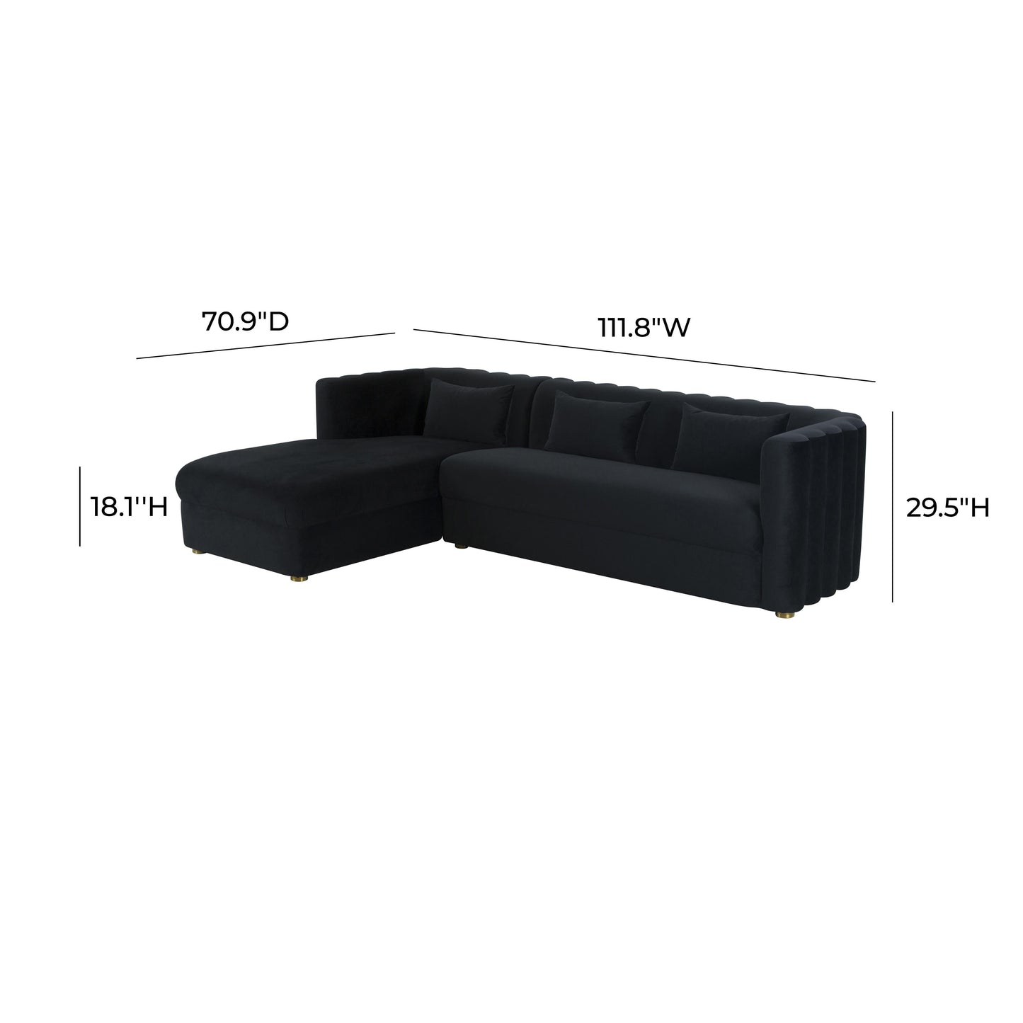 moonrise black velvet sectional - laf