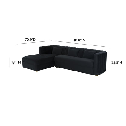 Moonrise Black Velvet Sectional - LAF