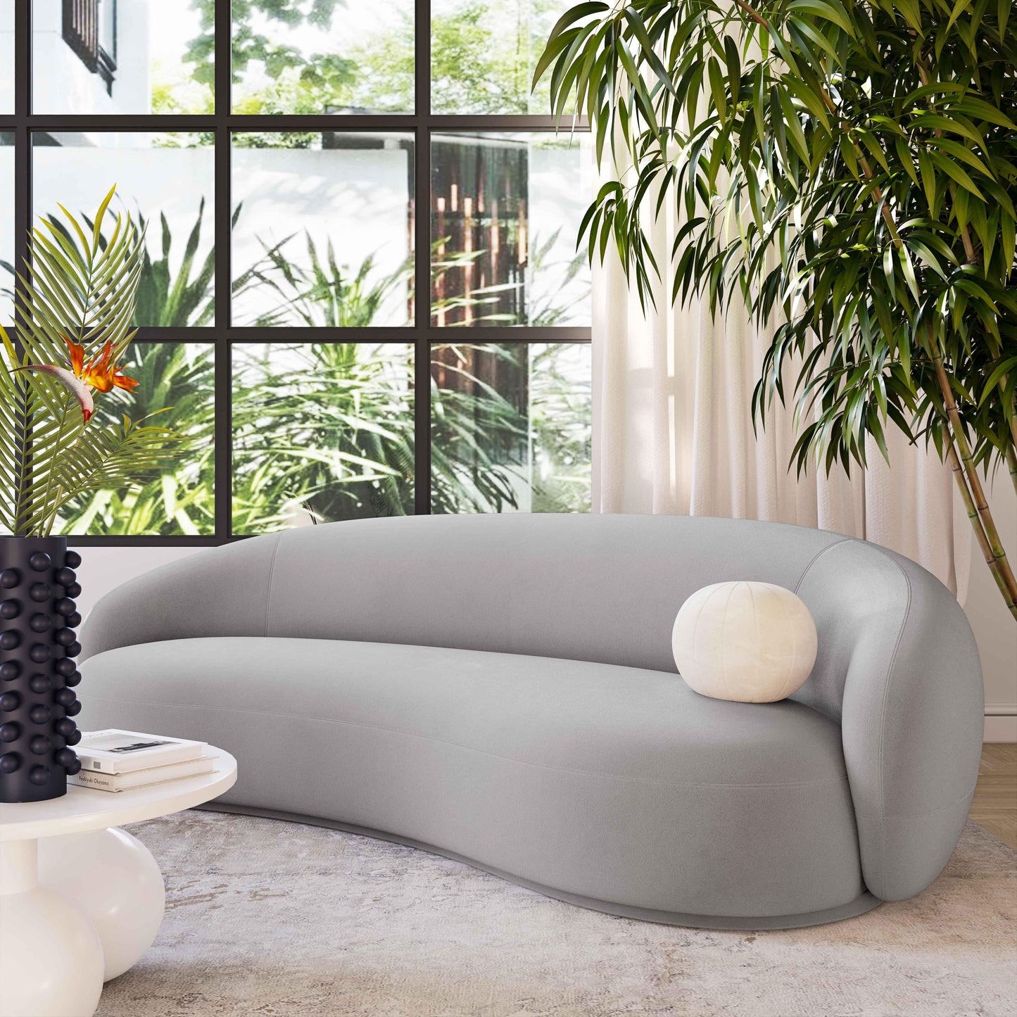 tischa light grey velvet sofa