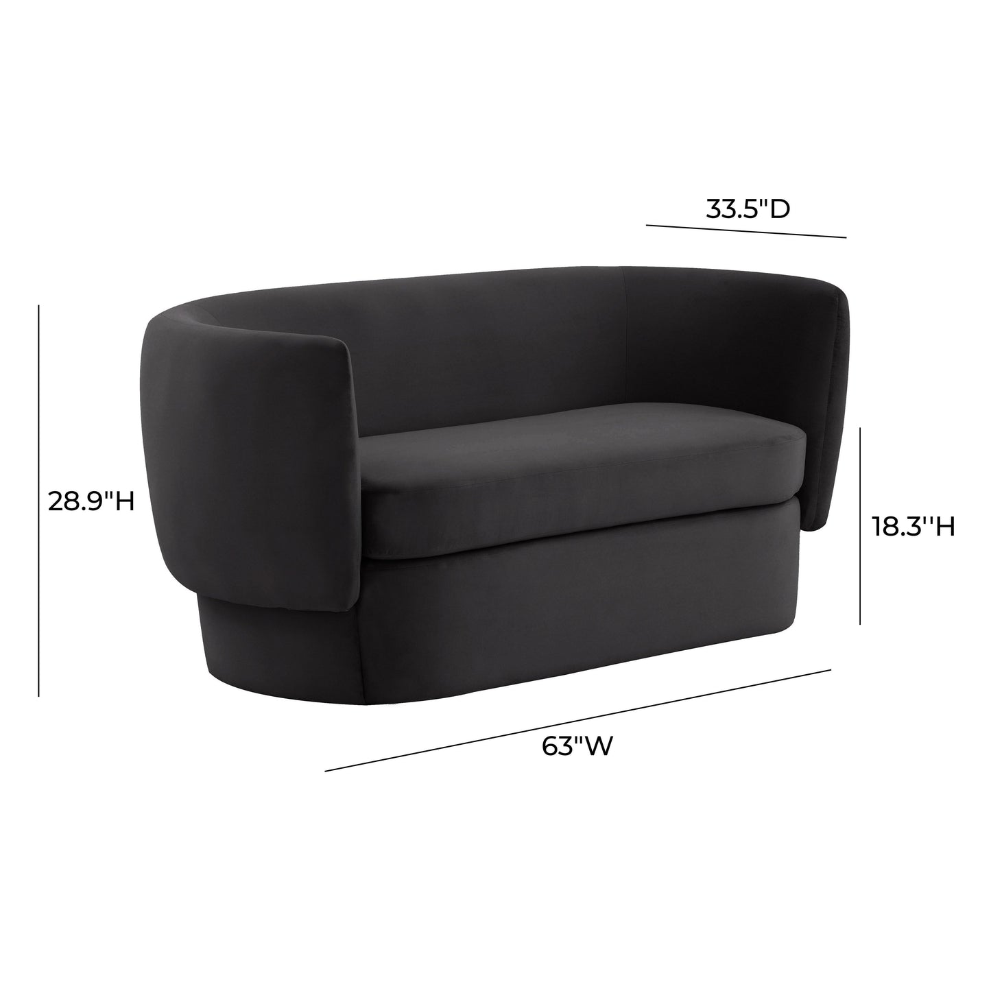 globe black velvet loveseat