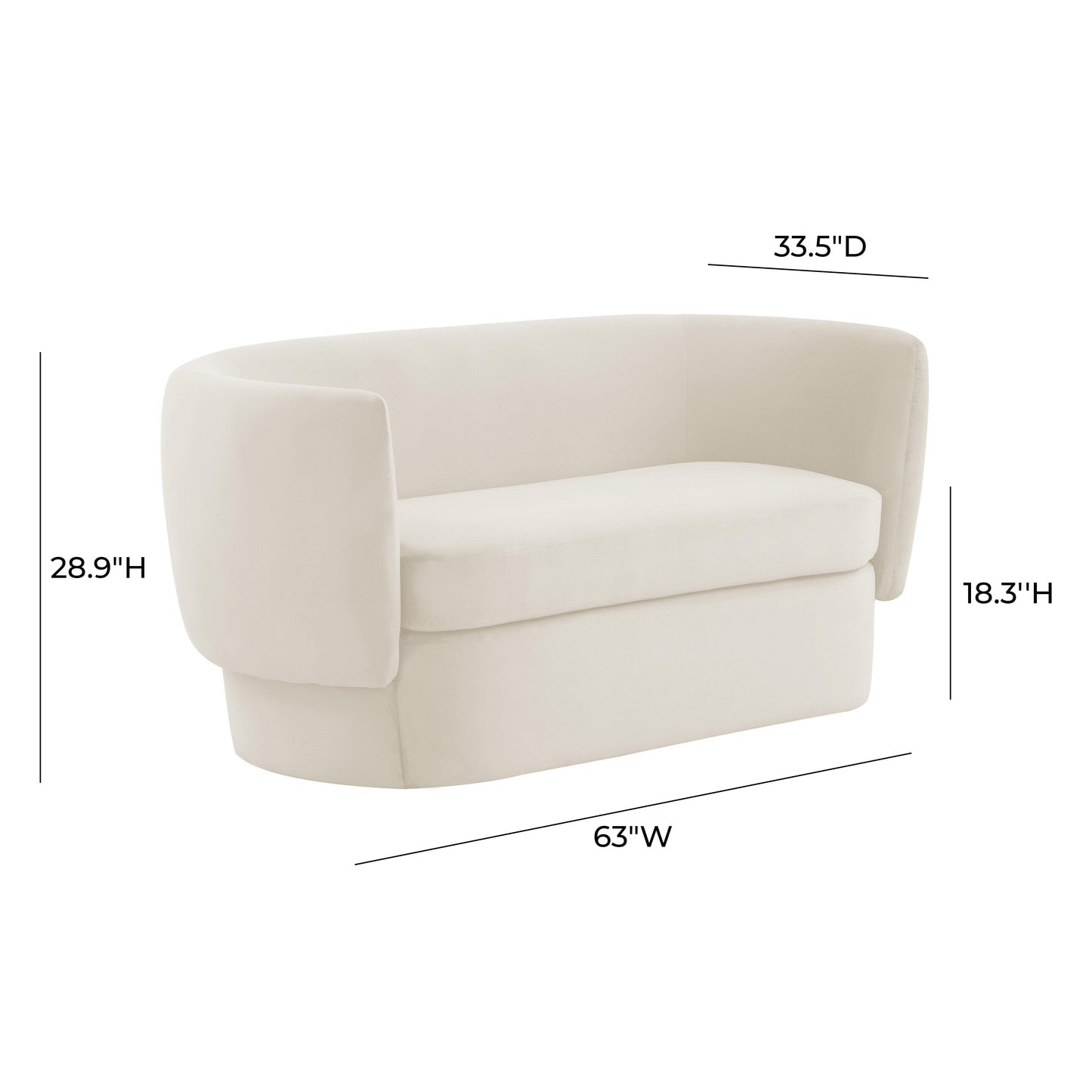 globe cream velvet loveseat