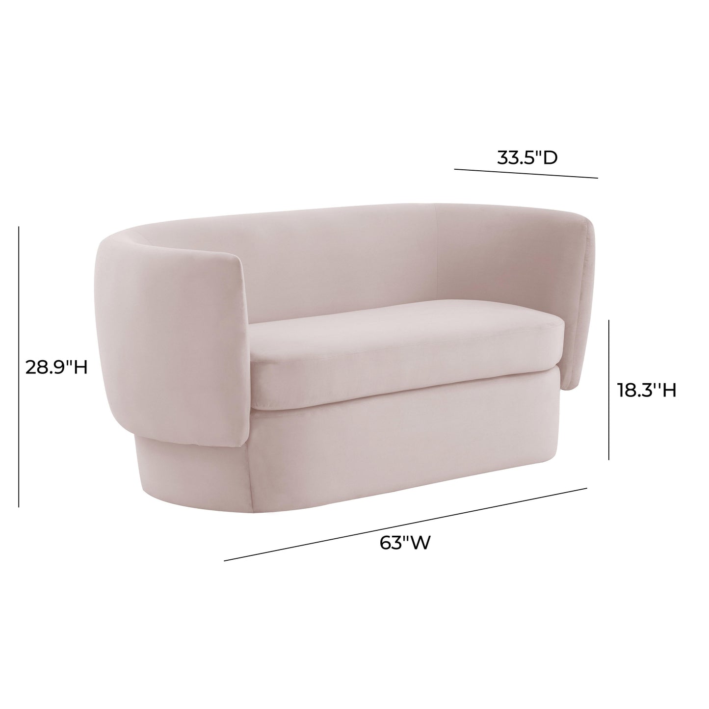 globe blush velvet loveseat