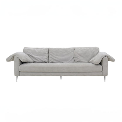 Nolan Light Grey Textured Velvet Lounge Sofa