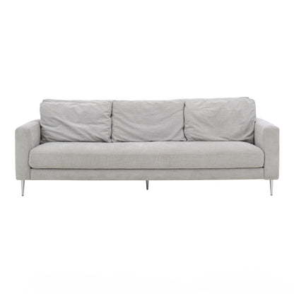 Nolan Light Grey Textured Velvet Lounge Sofa