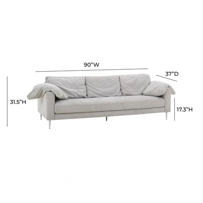 Nolan Light Grey Textured Velvet Lounge Sofa