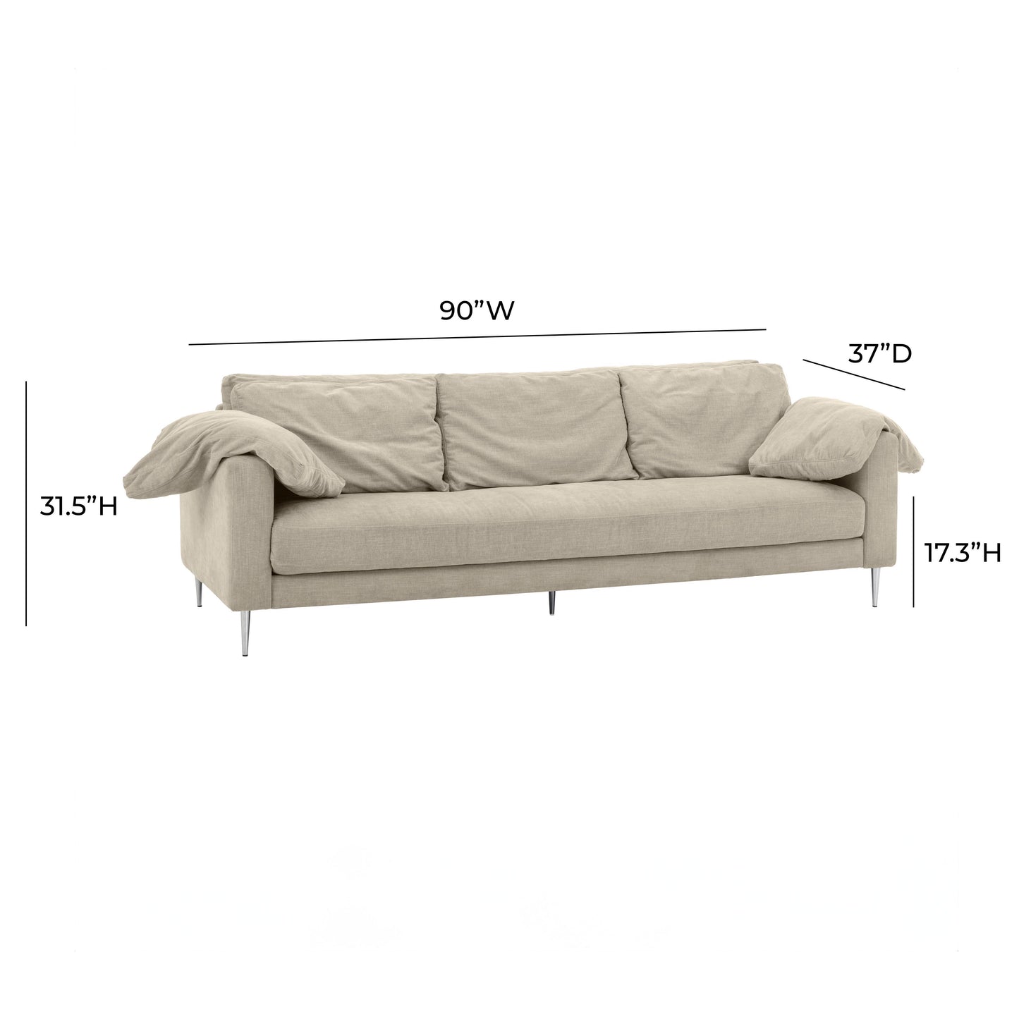 nolan beige textured velvet lounge sofa