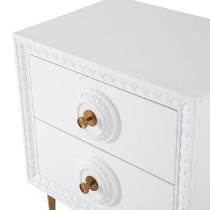 Miranda White Lacquer Side Table