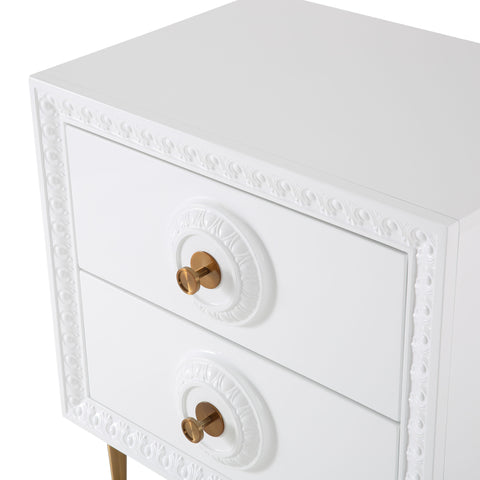 Miranda White Lacquer Side Table