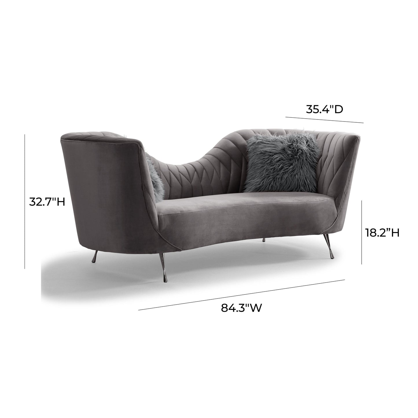 mixie grey velvet sofa