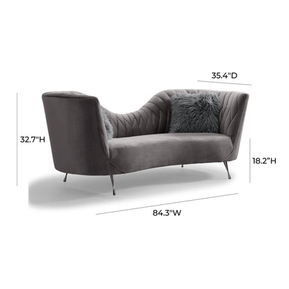 Mixie Grey Velvet Sofa