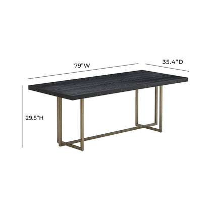 Channeled Black 79 Inch Dining Table