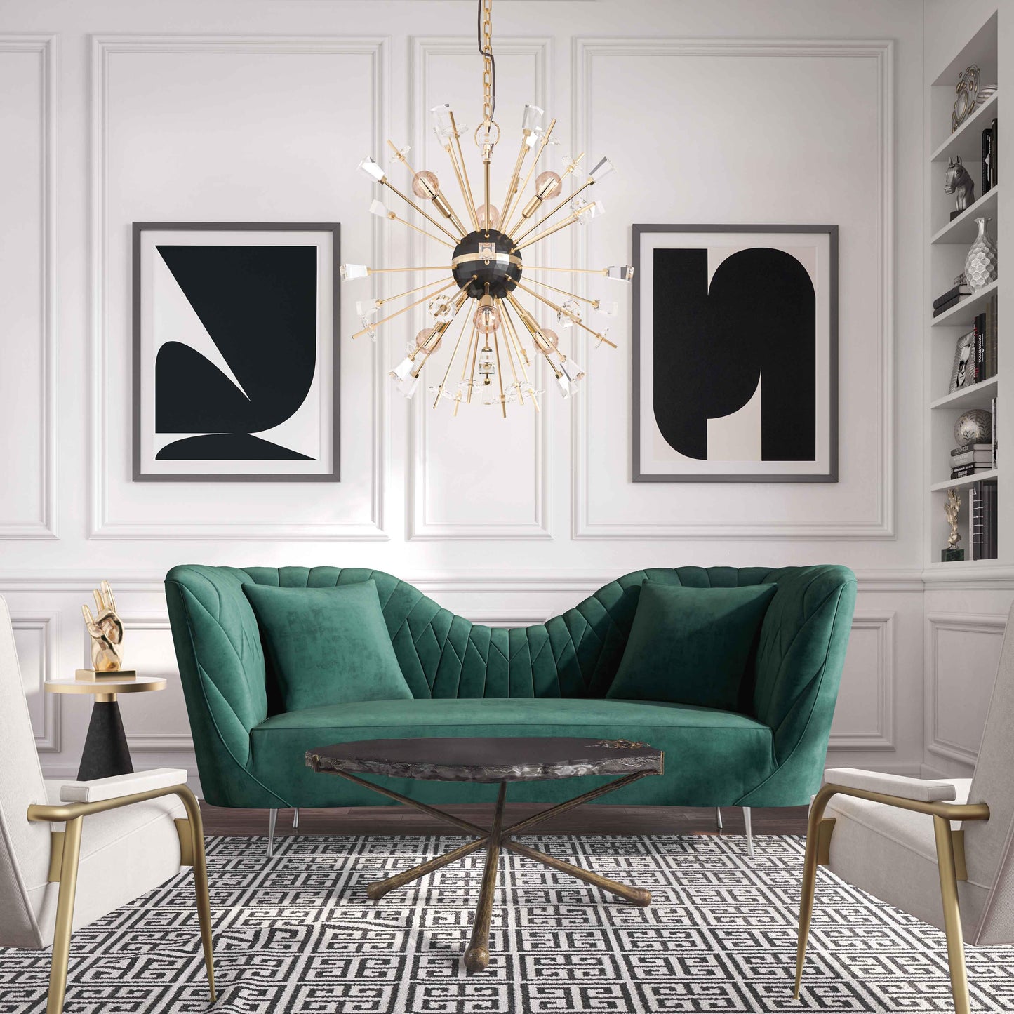 mixie forest green velvet sofa