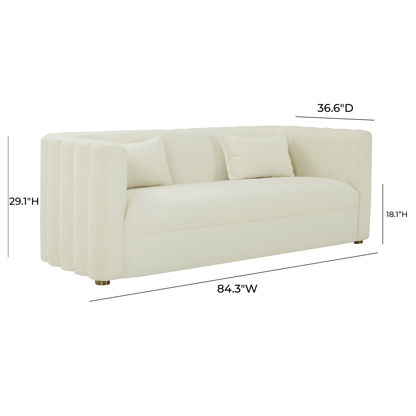 moonrise cream velvet sofa