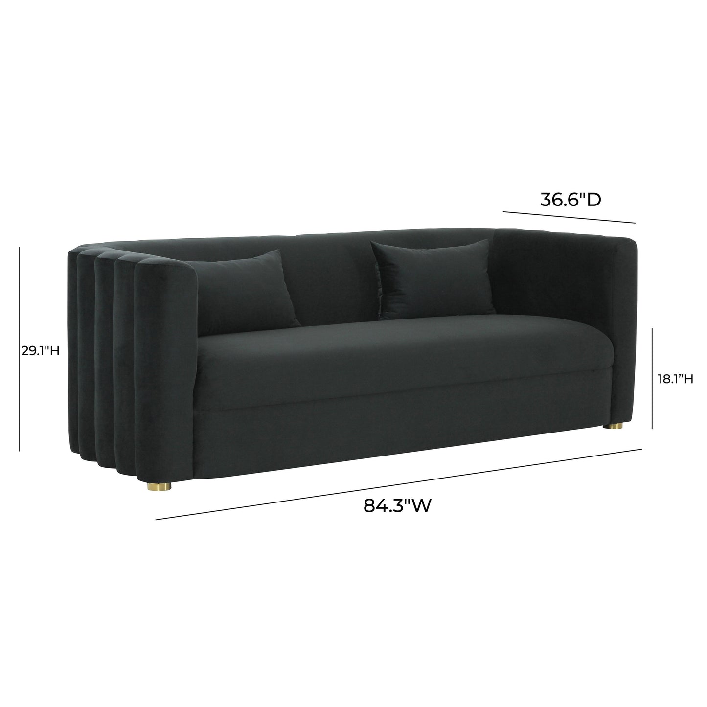 moonrise black velvet sofa