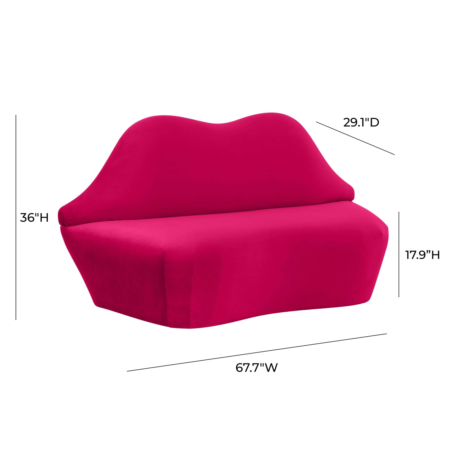 jenna hot pink velvet settee