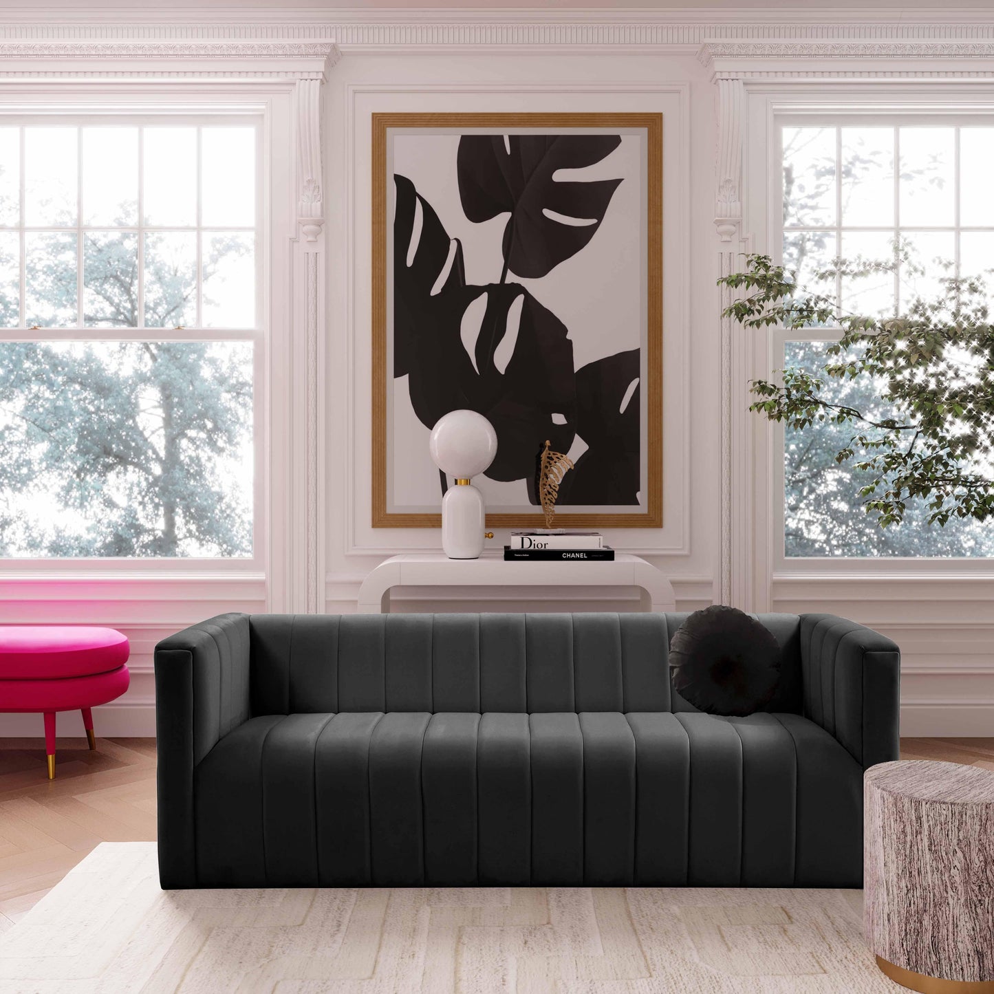 anais black velvet sofa