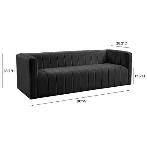 Anais Black Velvet Sofa
