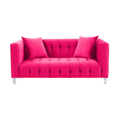 Rapunzel Hot Pink Velvet Loveseat