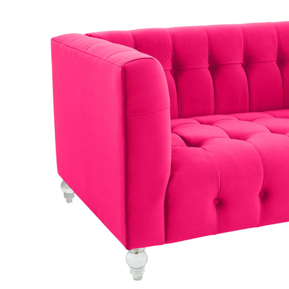 Rapunzel Hot Pink Velvet Loveseat