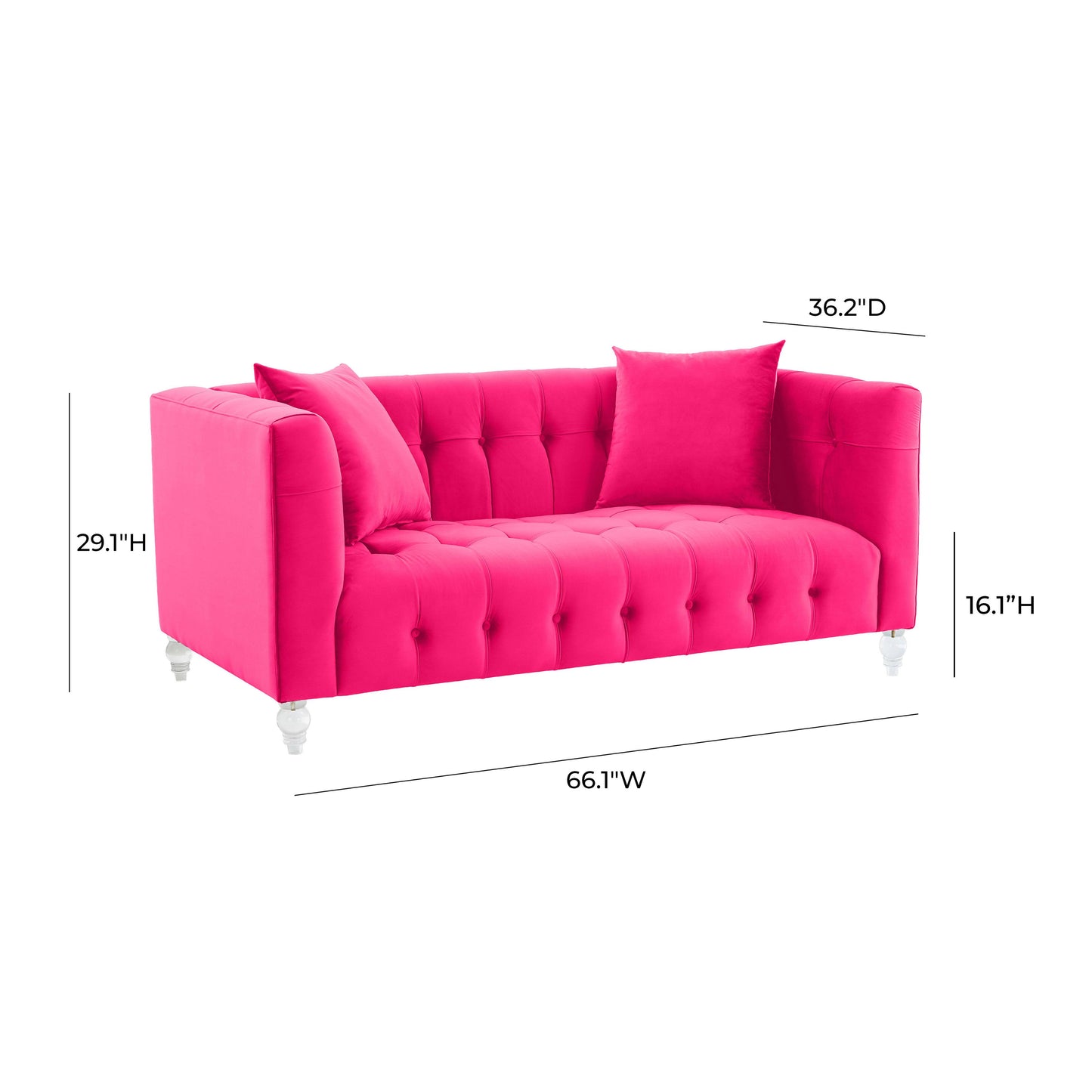 rapunzel hot pink velvet loveseat