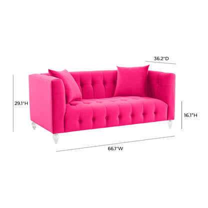 Rapunzel Hot Pink Velvet Loveseat