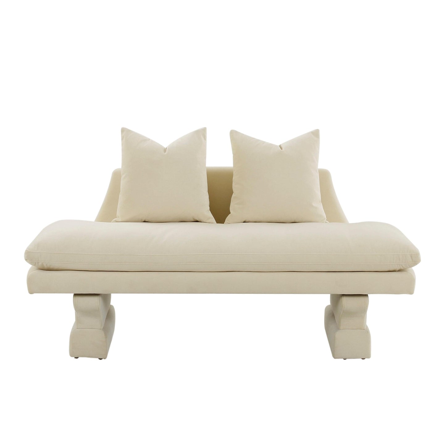 nancy champagne velvet pedestal sofa