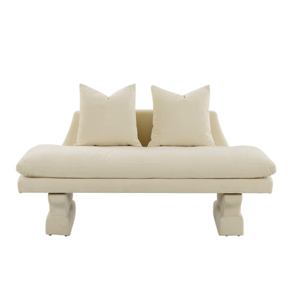 Nancy Champagne Velvet Pedestal Sofa