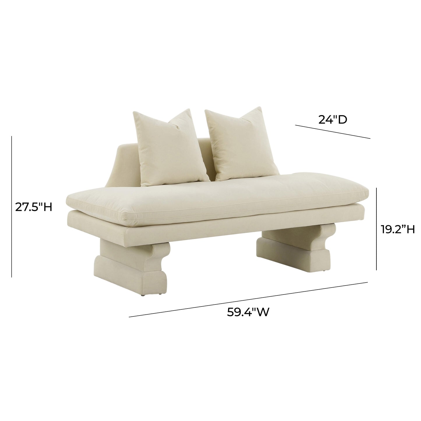 nancy champagne velvet pedestal sofa