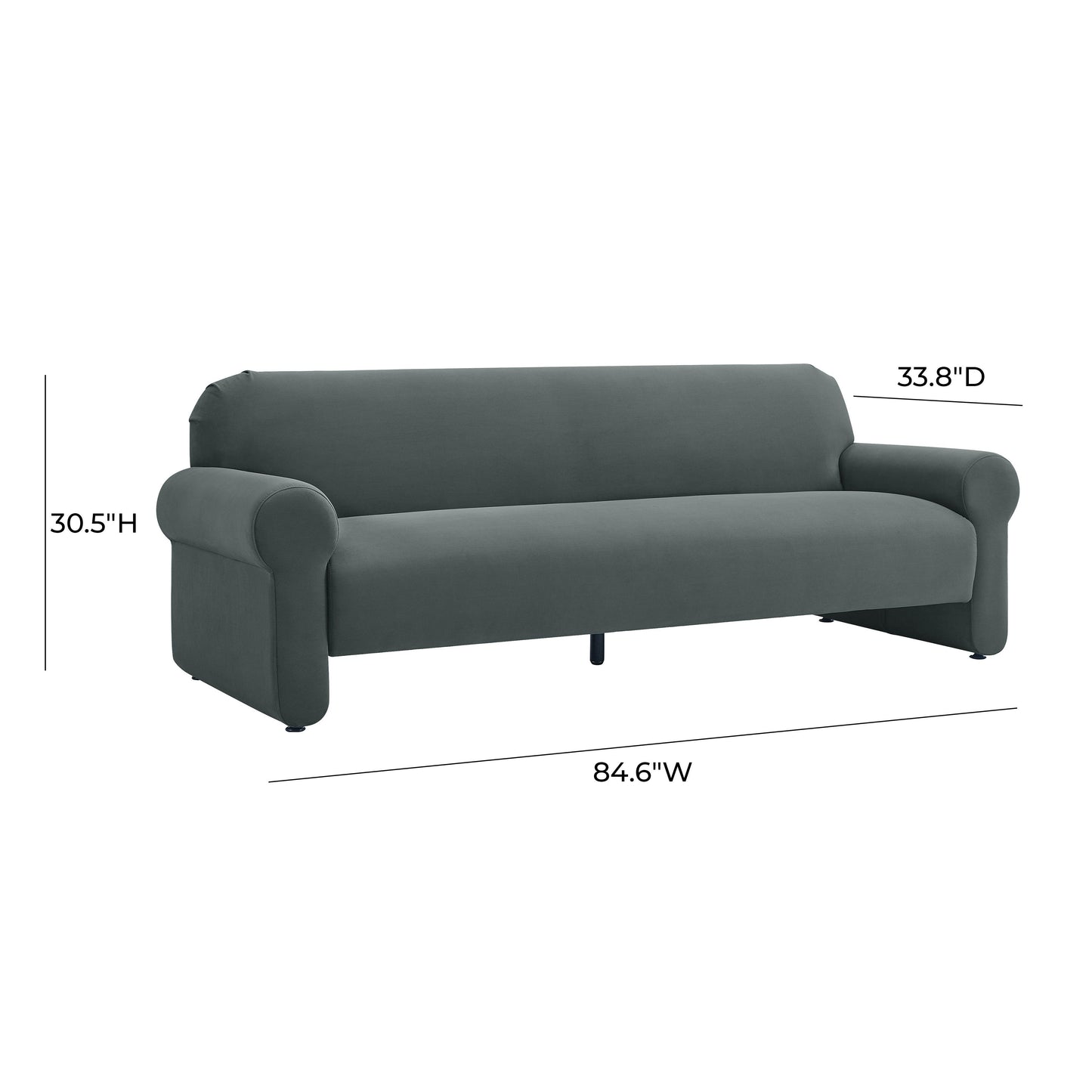 brut grey 84 inch velvet sofa