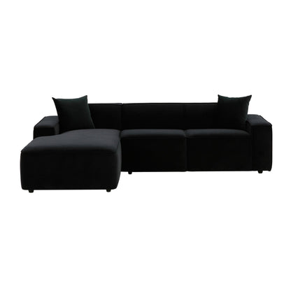 Zoe Black Velvet Sectional - LAF