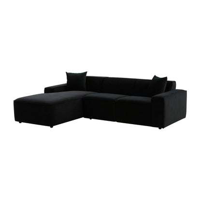 Zoe Black Velvet Sectional - LAF