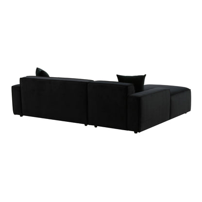 Zoe Black Velvet Sectional - LAF