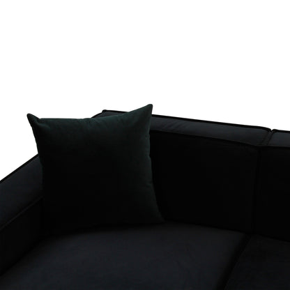 Zoe Black Velvet Sectional - LAF