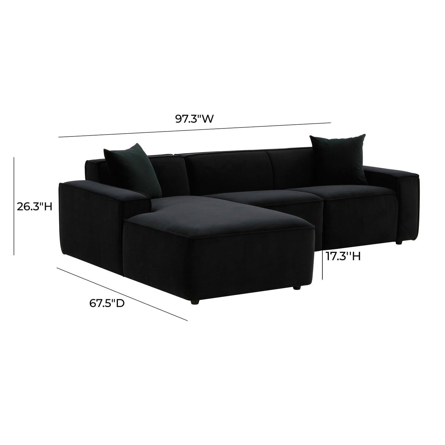 zoe black velvet sectional - laf