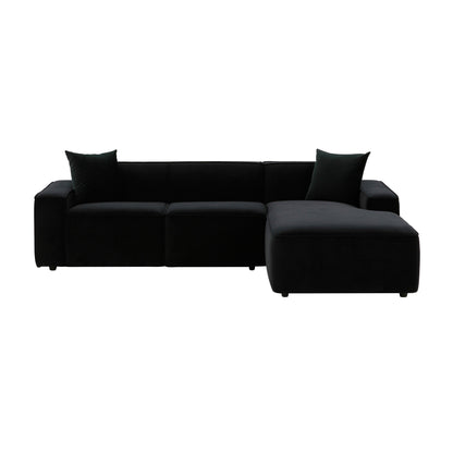 Zoe Black Velvet Sectional - RAF