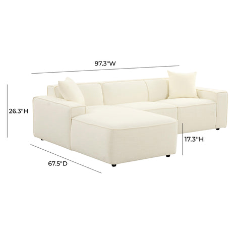 Zoe Cream Linen Sectional - LAF