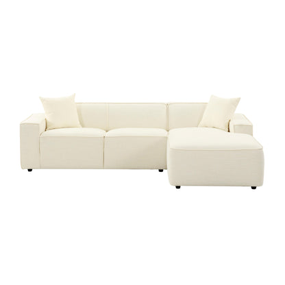 Zoe Cream Linen Sectional - RAF