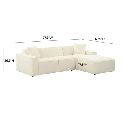 Zoe Cream Linen Sectional - RAF