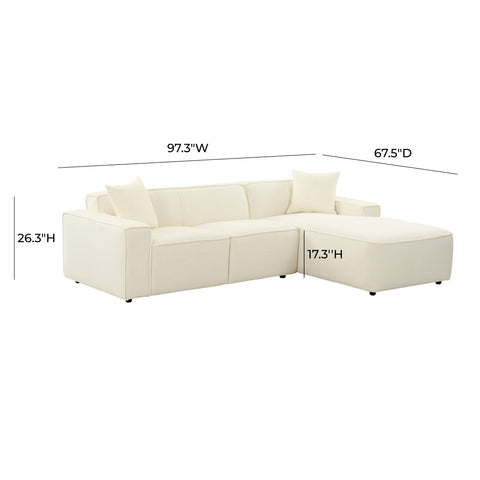Zoe Cream Linen Sectional - RAF