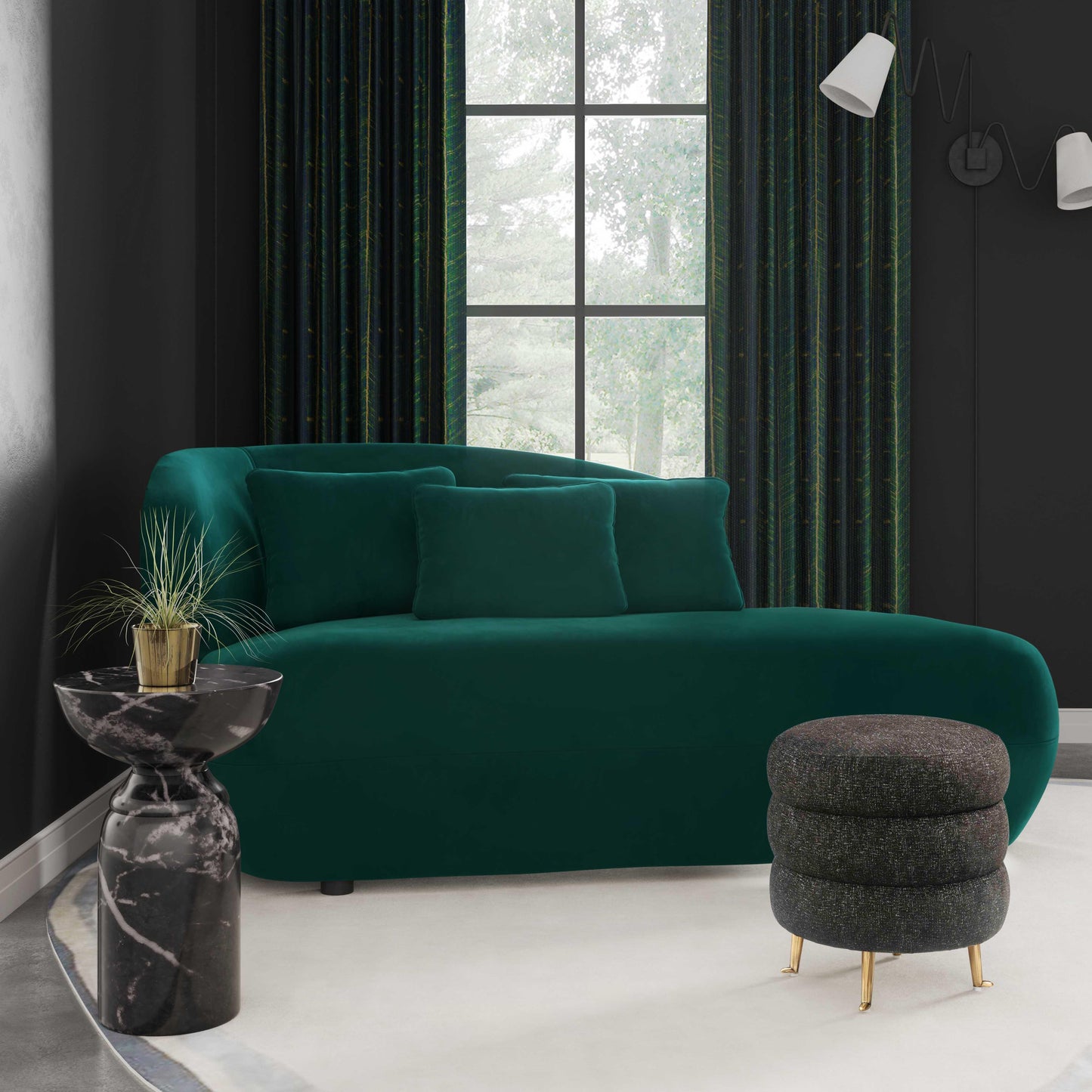 quinn green velvet chaise