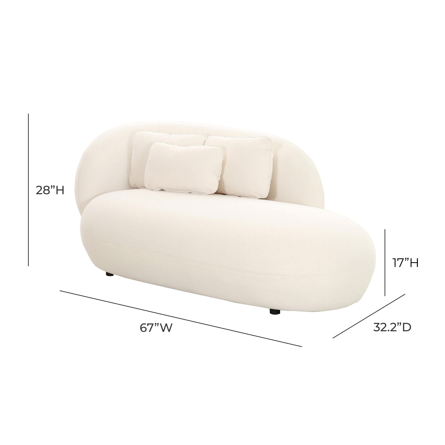 quinn cream velvet chaise