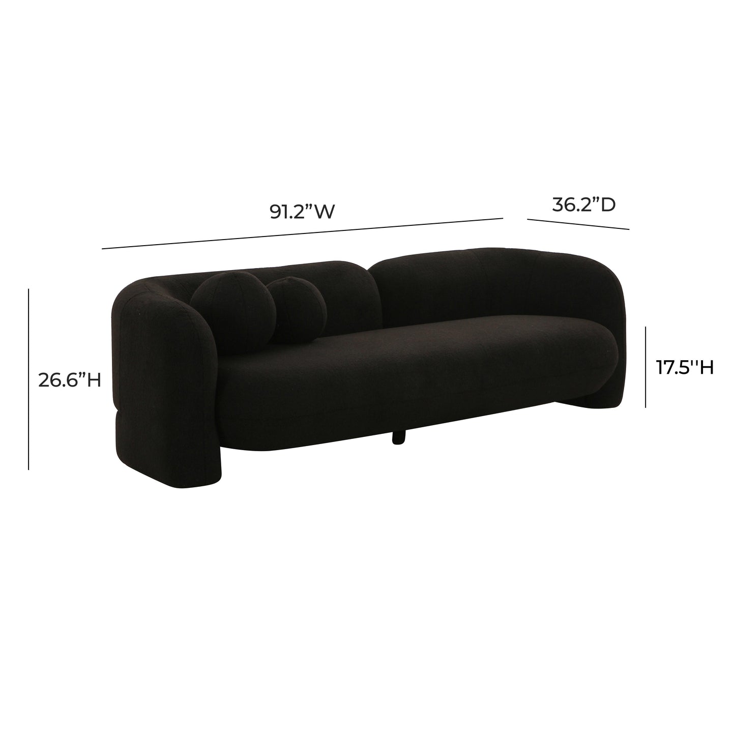 rella black faux fur sofa