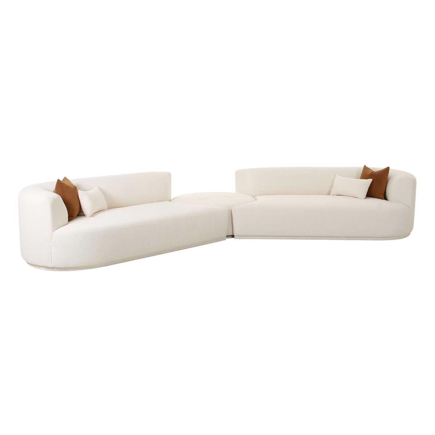 crosshatch cream boucle 3-piece modular sectional