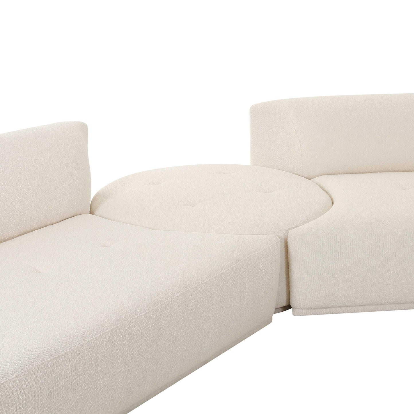 crosshatch cream boucle 3-piece modular sectional