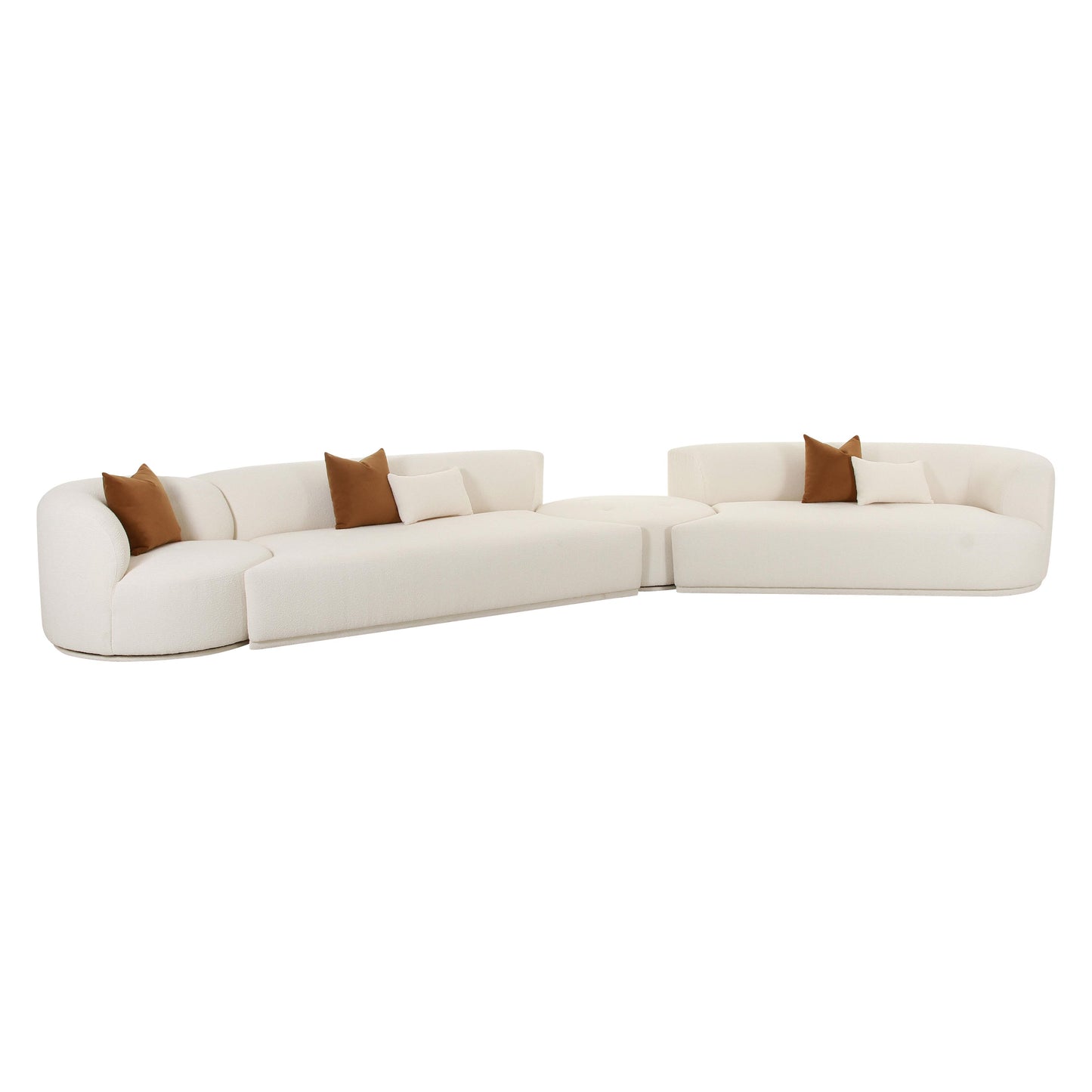 crosshatch cream boucle 4-piece modular raf sectional