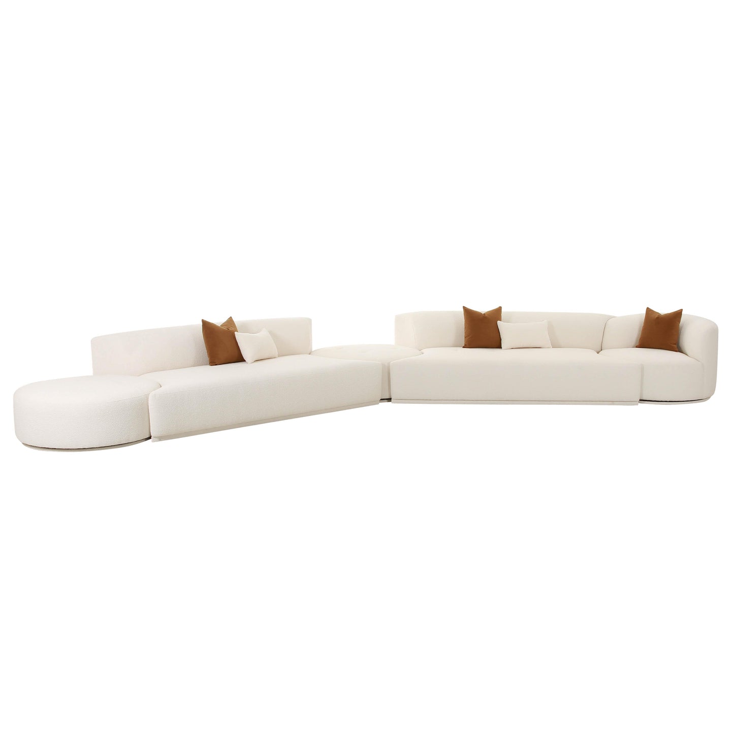 crosshatch cream boucle 5-piece modular chaise sectional