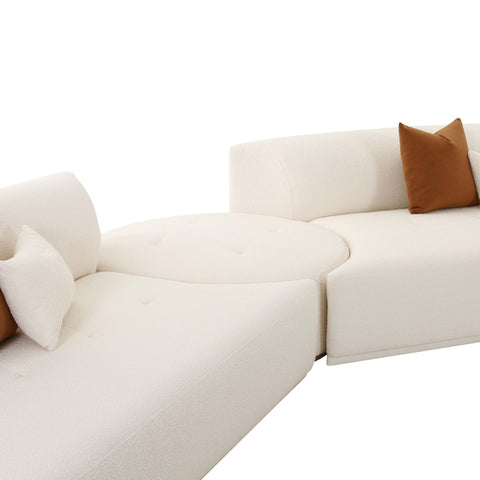 Crosshatch Cream Boucle 5-Piece Modular Chaise Sectional